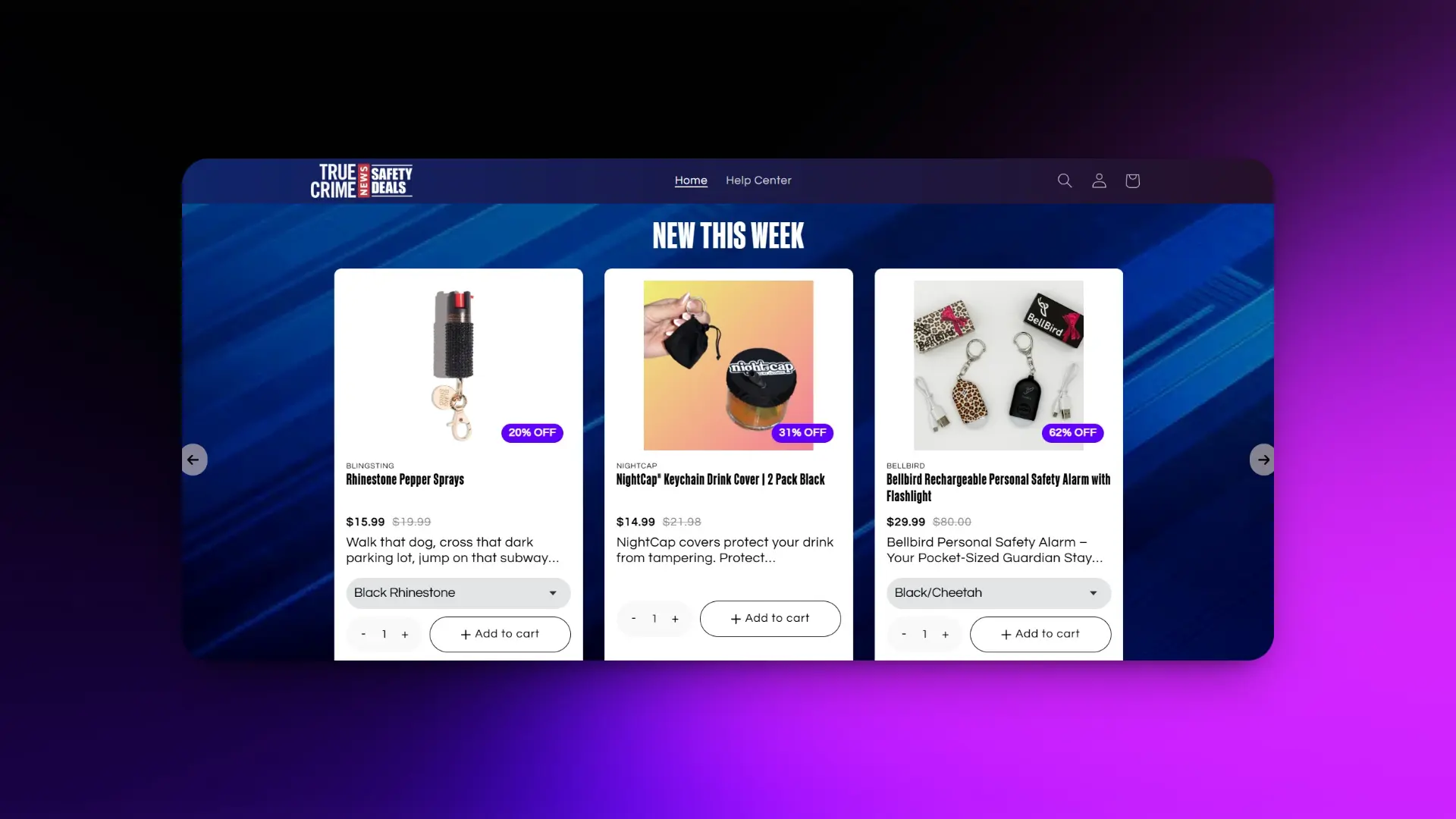Captura de pantalla del proyecto True Crime News Safety Deals